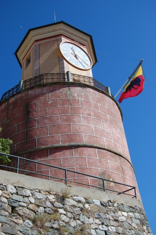 Clock tower over Tende
